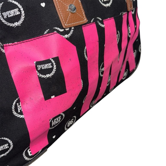 |Y2K| VICTORIA’S SECRET PINK Spell Out Rolling Carryon Luggage Weekender Bag - Picture 3 of 8
